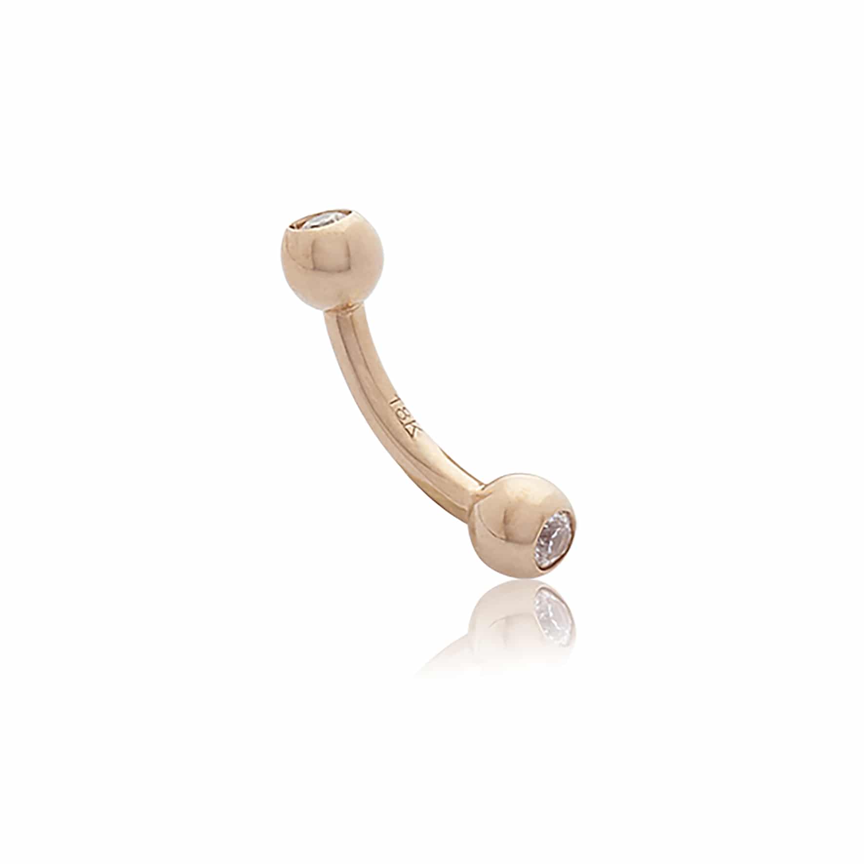 Piercing De Nombril En Or Rose Barre Courbe Avec Boules Et Zircons