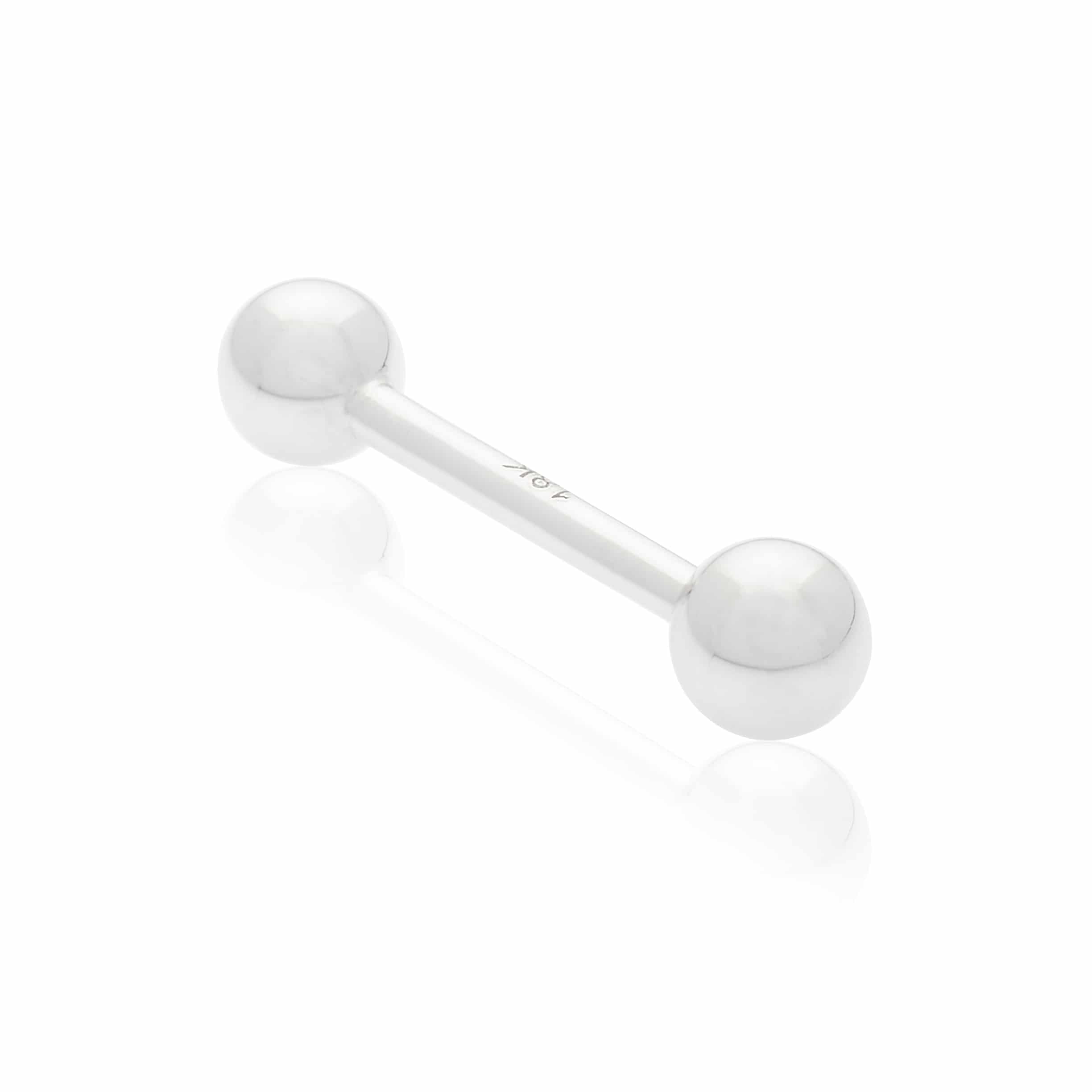 Piercing génital en or blanc : barre droite avec boules en or